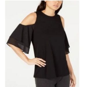 Michael Kors Georgette Flutter Cold Shoulder Top